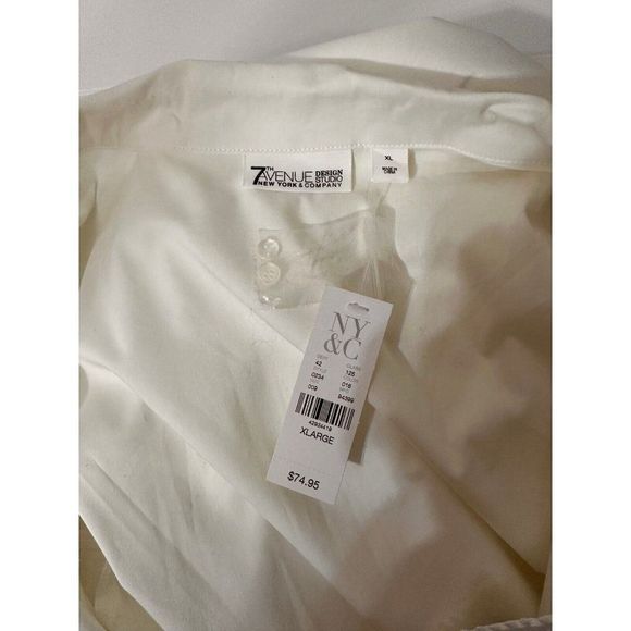 New York & Co White Puff Sleeve WrapBlouse Embroidered Tunic Dress Sz XL #1158 - Picture 10 of 11